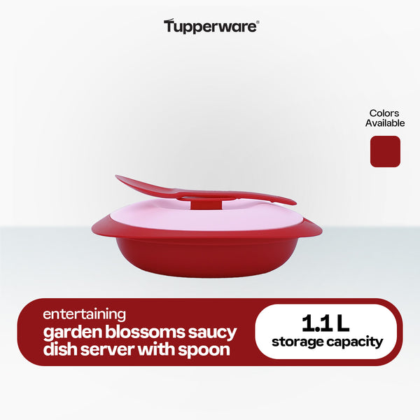 Tupperware Garden Blossoms Saucy Dish Server with Spoon