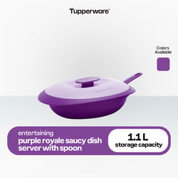 Tupperware Purple Royale Saucy Dish Server with Spoon