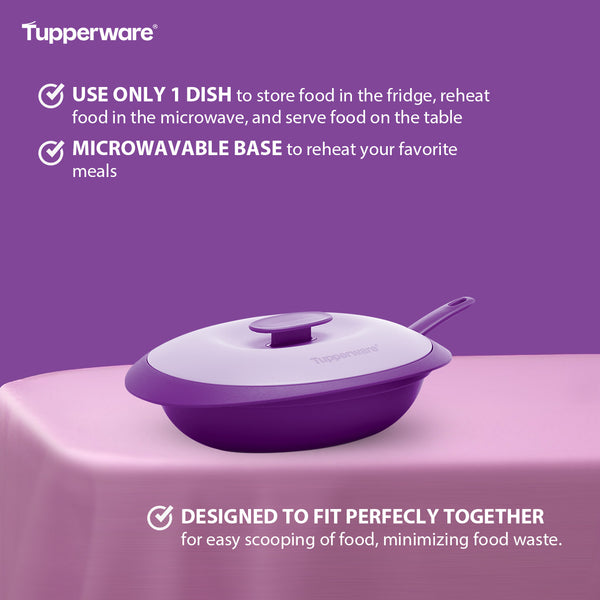 Tupperware Purple Royale Saucy Dish Server with Spoon