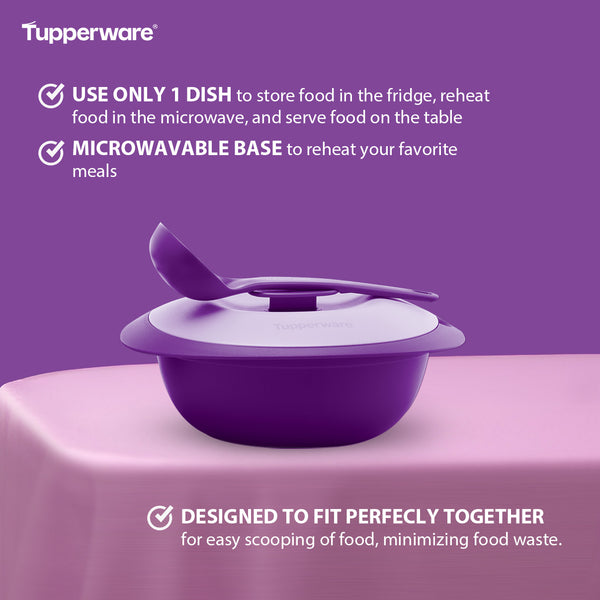 Tupperware Purple Royale Soup Server with Ladle