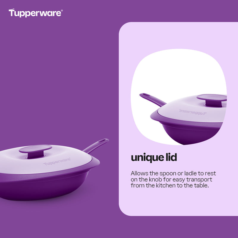 Tupperware Purple Royale Saucy Dish Server with Spoon