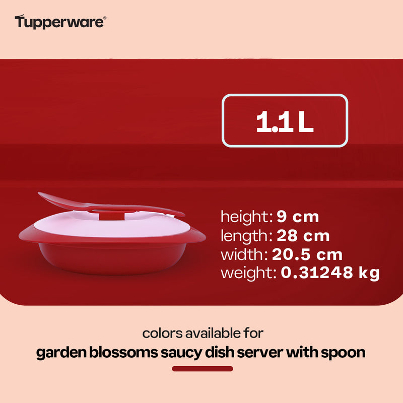 Tupperware Garden Blossoms Saucy Dish Server with Spoon