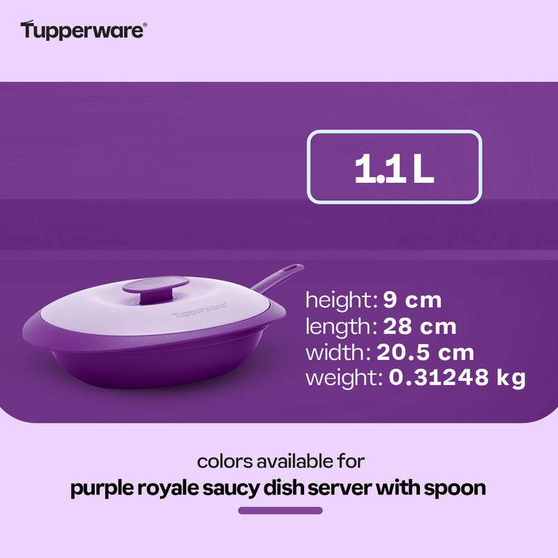 Tupperware Purple Royale Saucy Dish Server with Spoon