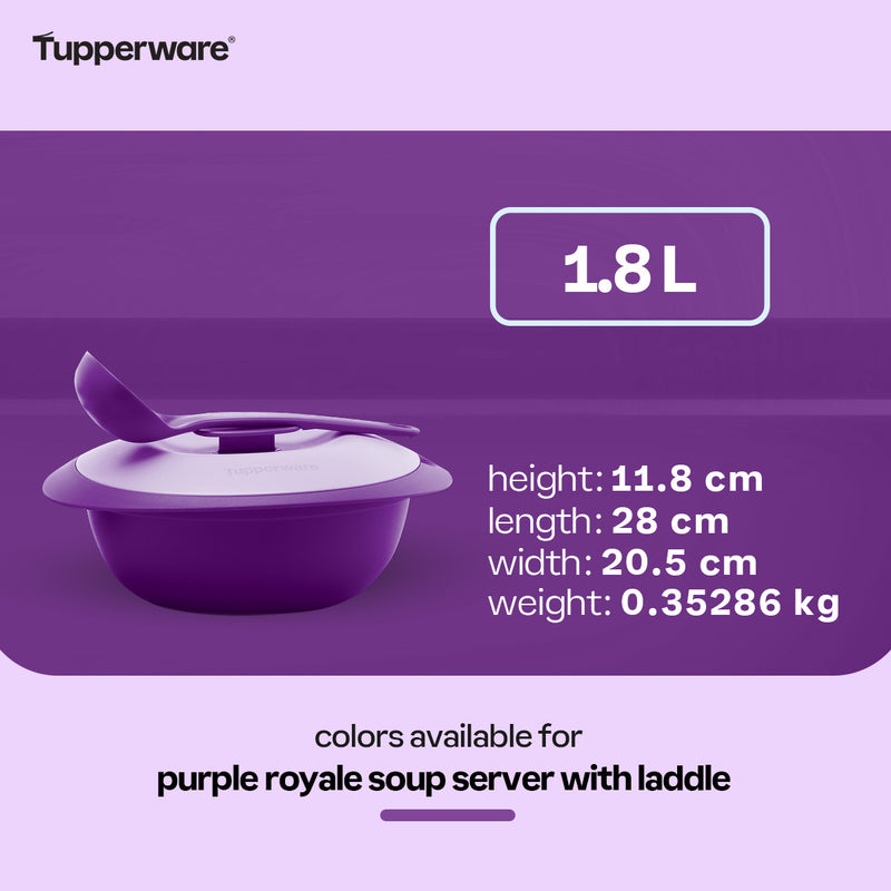 Tupperware Purple Royale Soup Server with Ladle