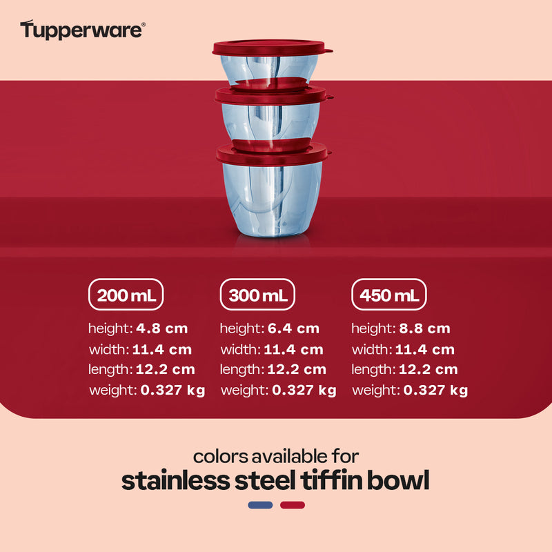 Tupperware 3-pc. Stainless Steel Tiffin