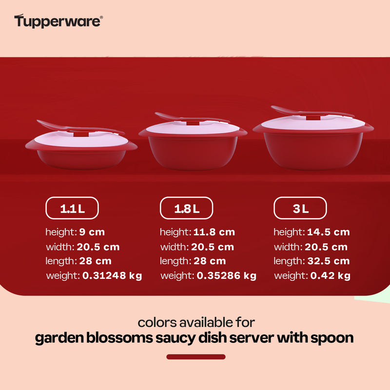 Tupperware Garden Blossoms Saucy Dish Server with Spoon