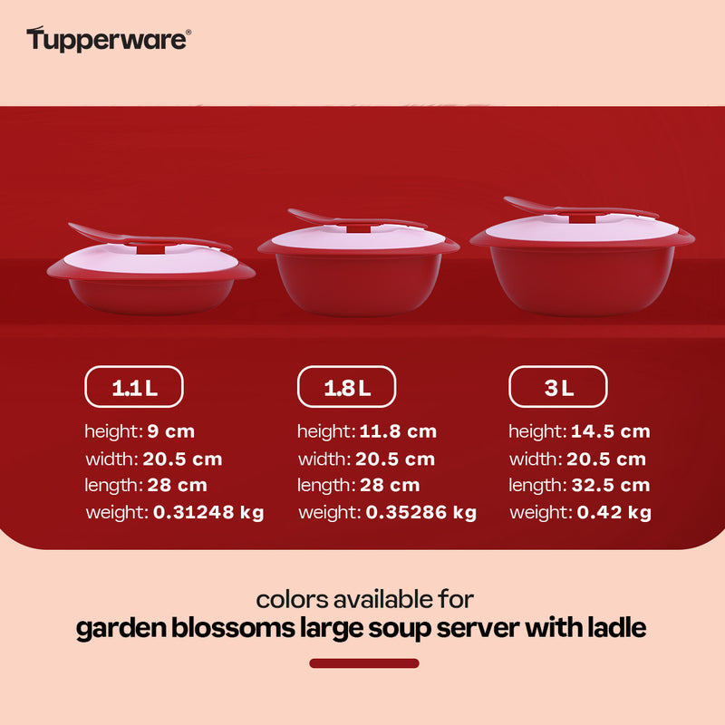 Tupperware Garden Blossoms Soup Server with Ladle