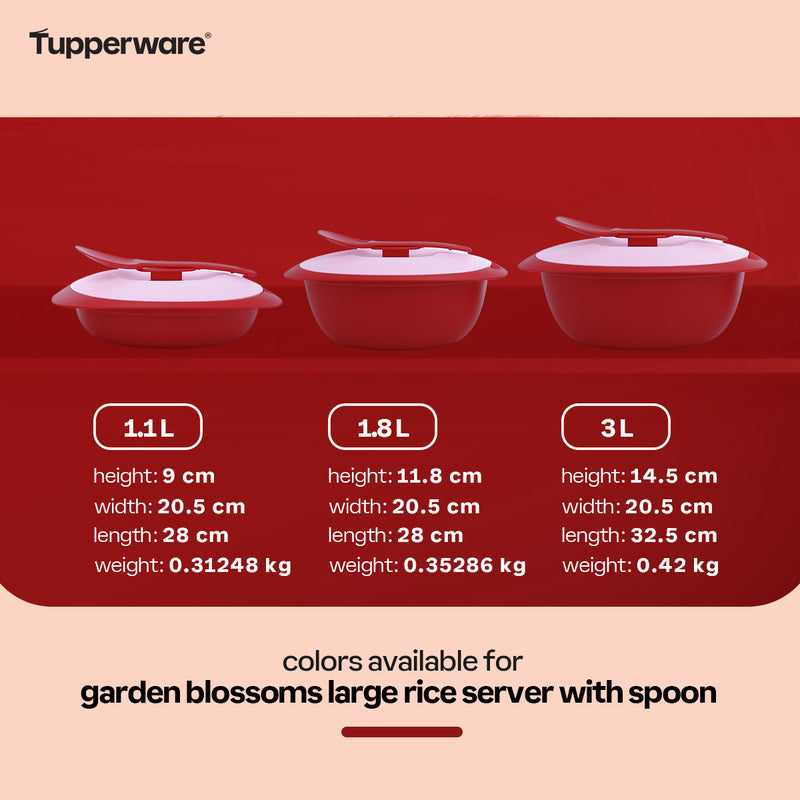 Tupperware Garden Blossoms Large Rice Server with Spoon